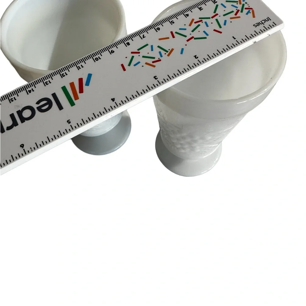 TWO VINTAGE WHITE MILK GLASS GRAPEVINE  PEDESTAL BASE - Picture 9 of 12